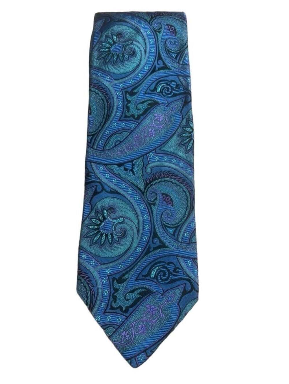 Robert Talbott Best of Class Nordstrom Blue and Teal Paisley Silk Necktie